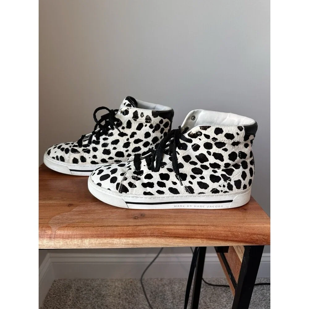 Marc Jacobs Calf Hair Dalmatian Spot High Top Sneakers Womens Size 40 US 9.5-10